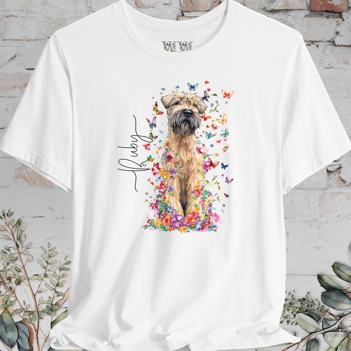 Wheaten Terrier Floral Personalized T shirt