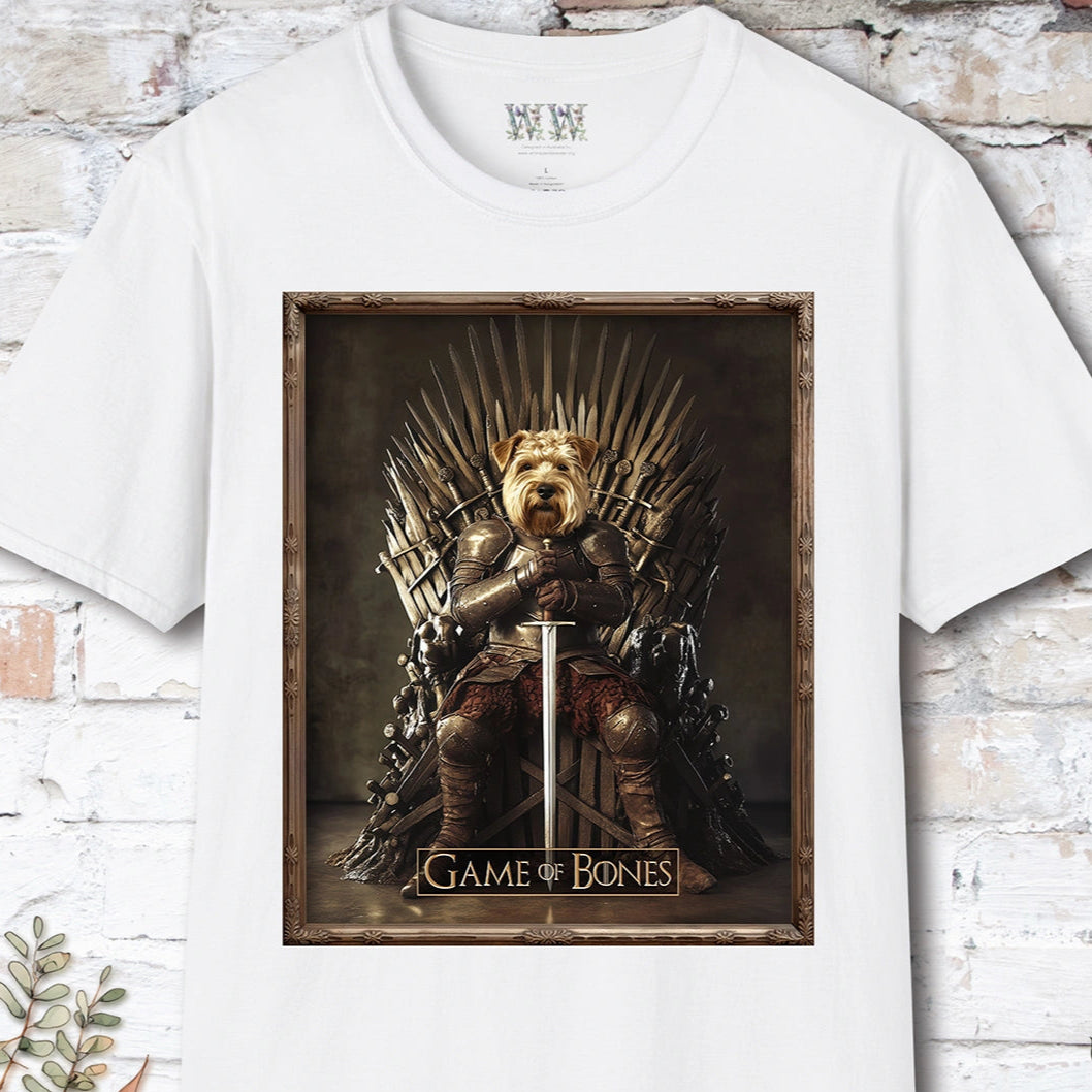 Wheaten Terrier Game of Bones, Unisex T shirt