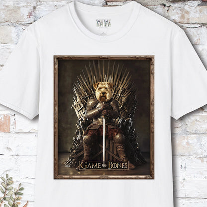 Wheaten Terrier Game of Bones, Unisex T shirt
