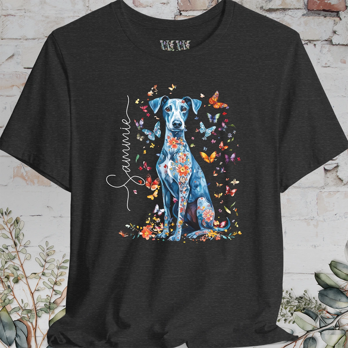 Whippet #2 Floral Personalized T shirt