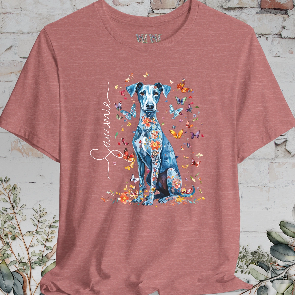 Whippet #2 Floral Personalized T shirt