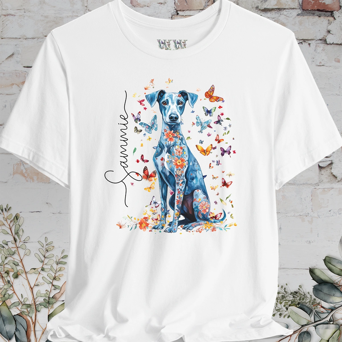 Whippet #2 Floral Personalized T shirt
