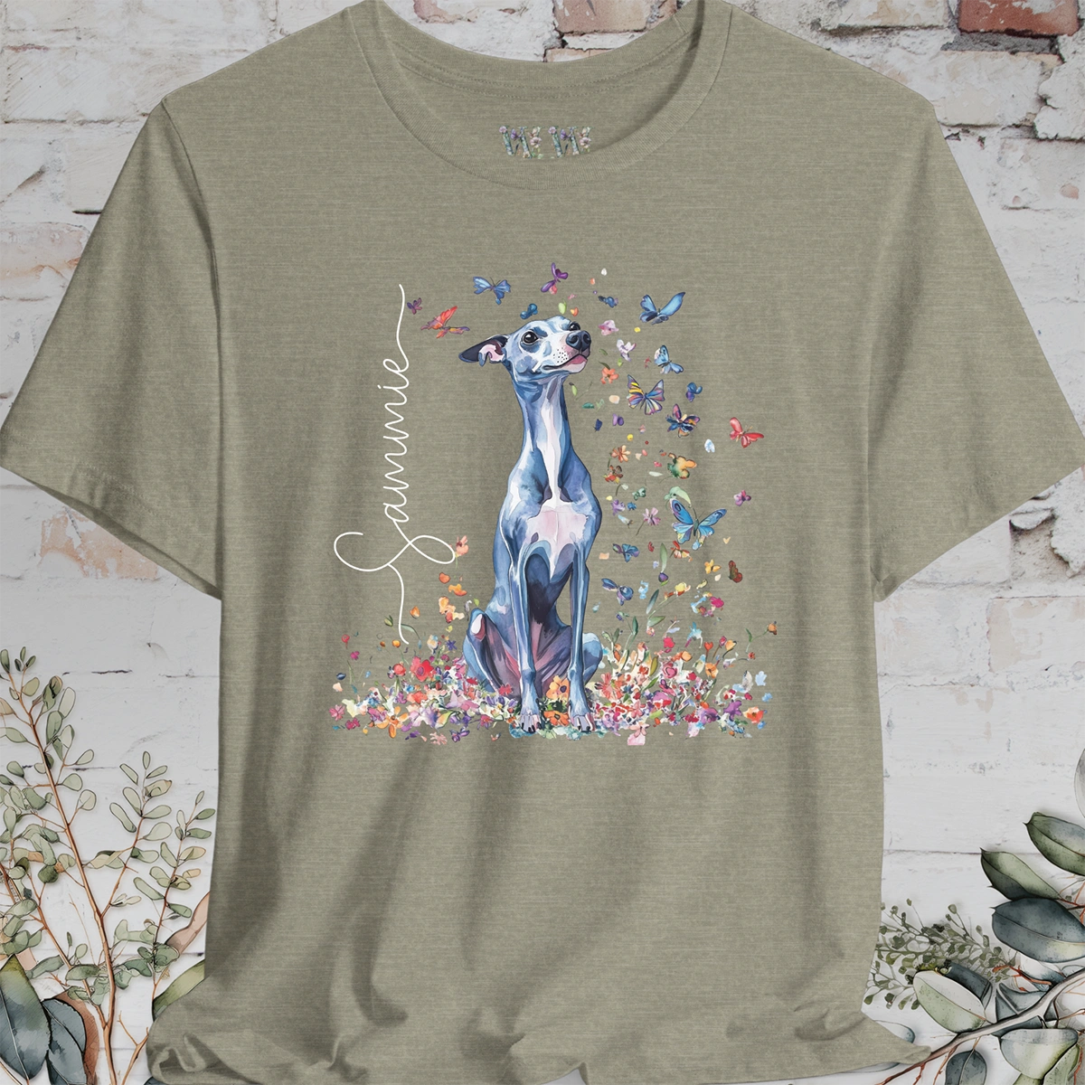 Whippet #3 Floral Personalized T shirt