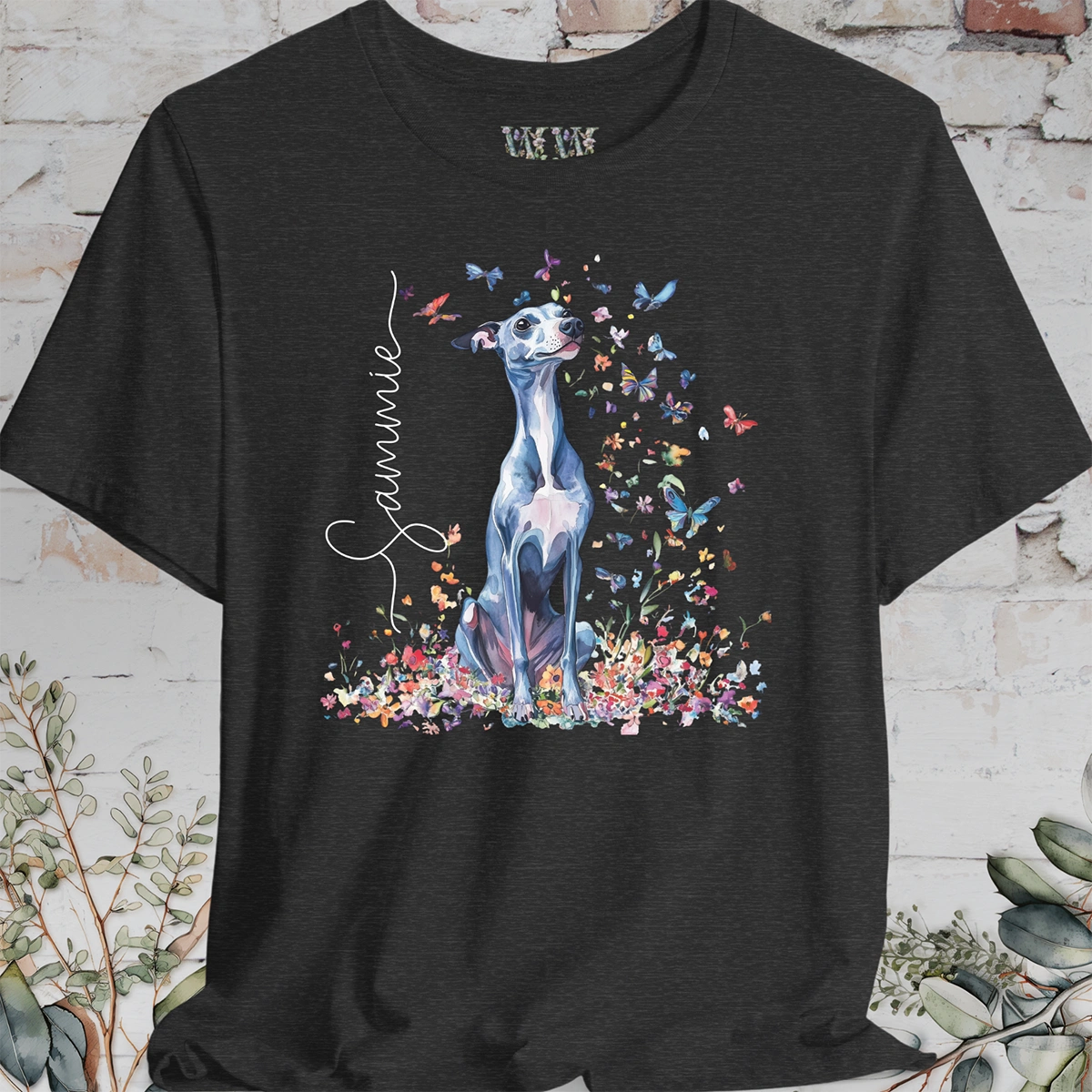 Whippet #3 Floral Personalized T shirt