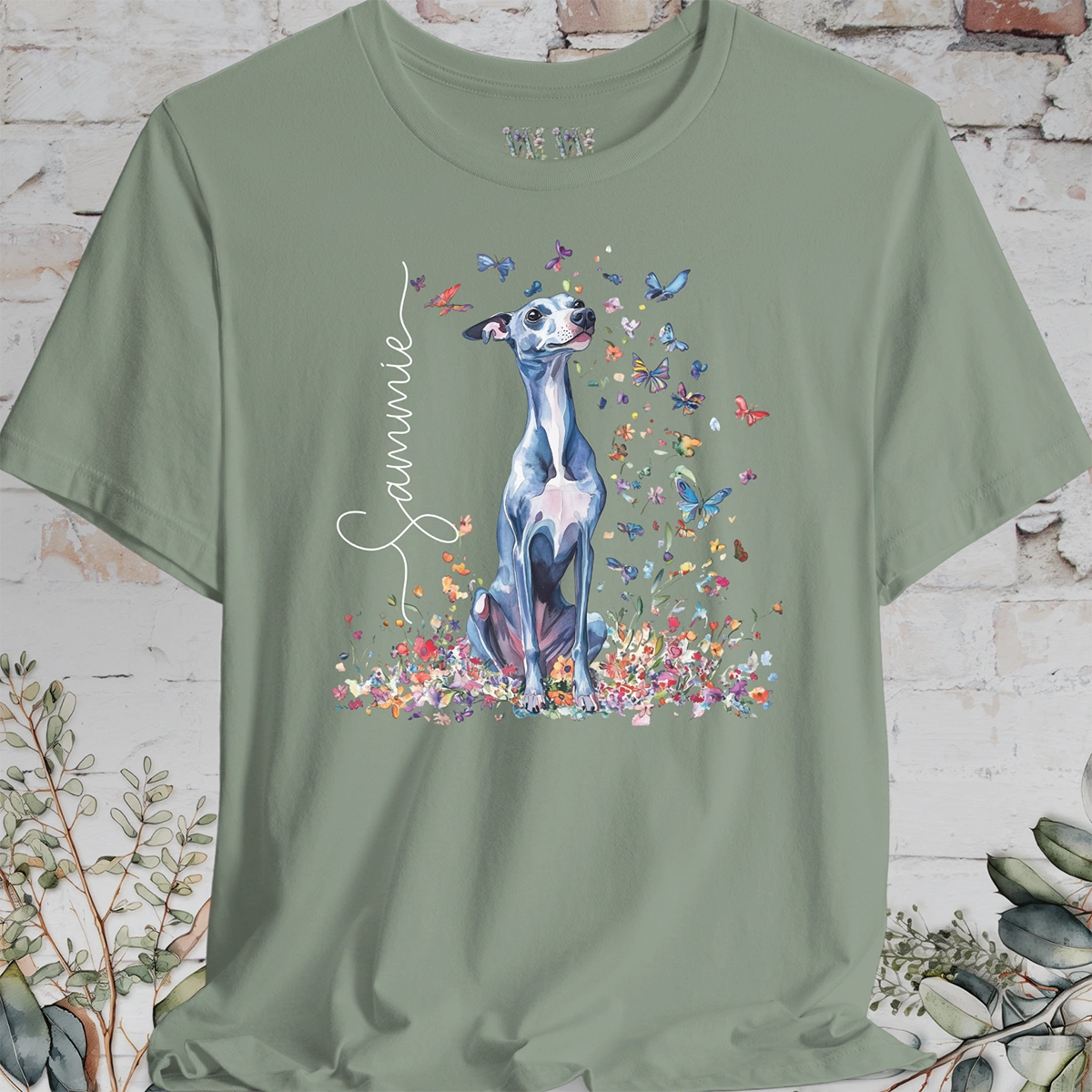 Whippet #3 Floral Personalized T shirt