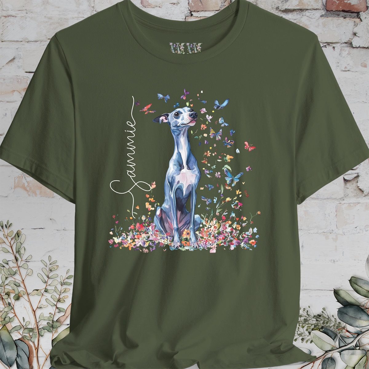 Whippet #3 Floral Personalized T shirt
