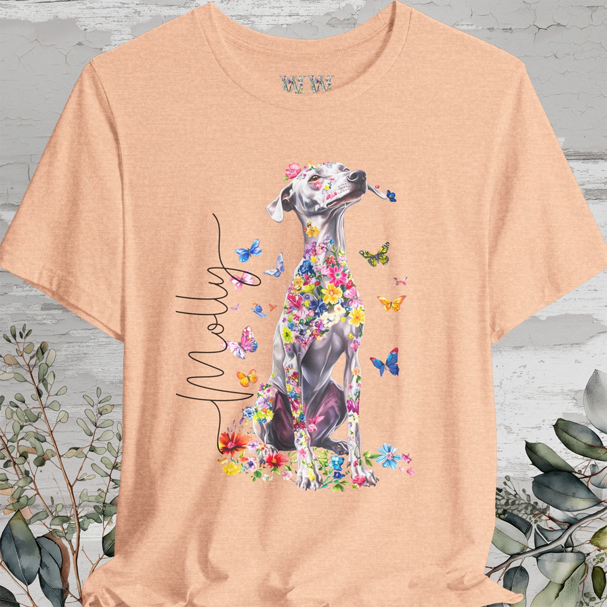 Whippet Floral Personalized T shirt