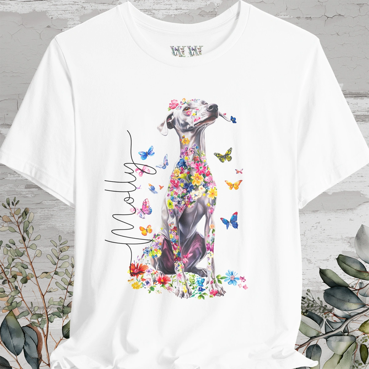 Whippet Floral Personalized T shirt