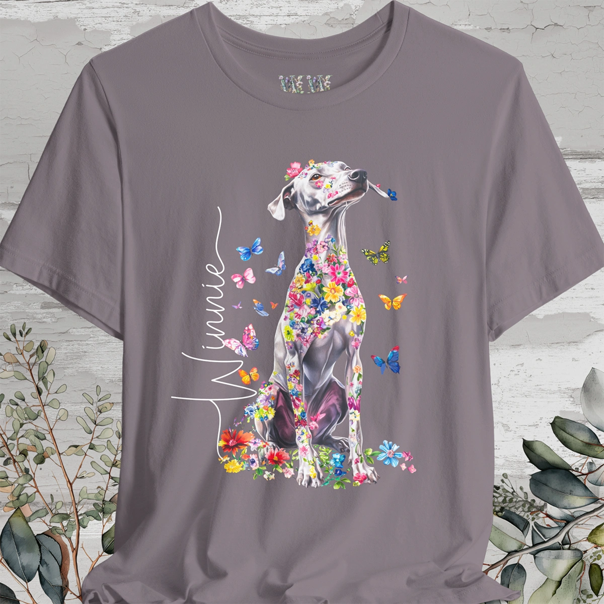 Whippet Floral Personalized T shirt