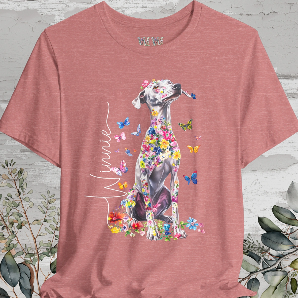 Whippet Floral Personalized T shirt