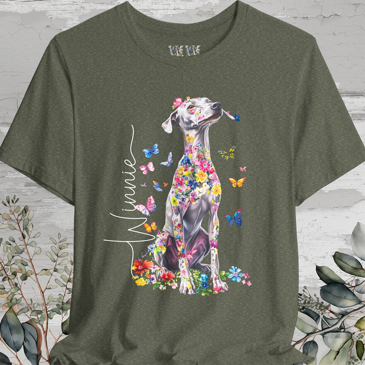 Whippet Floral Personalized T shirt