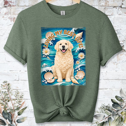Cream Golden Retriever, Living my best life, Unisex T shirt