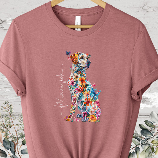 White Labrador floral personalized T-shirt.