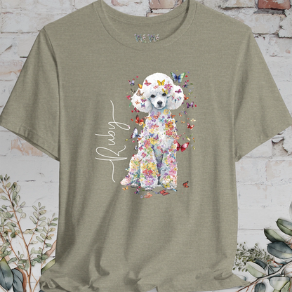White Miniature Poodle Floral Personalized T shirt