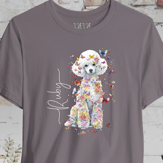 White Miniature Poodle Floral Personalized T shirt
