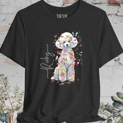 White Miniature Poodle Floral Personalized T shirt