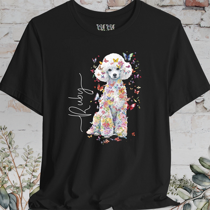 White Miniature Poodle Floral Personalized T shirt
