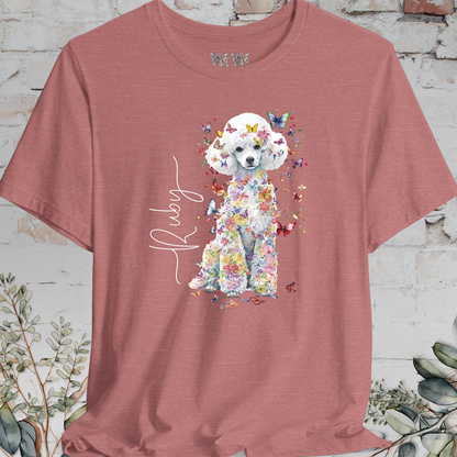 White Miniature Poodle Floral Personalized T shirt
