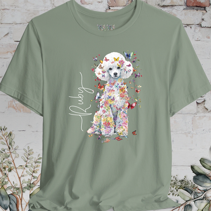 White Miniature Poodle Floral Personalized T shirt