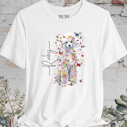 White Miniature Poodle Floral Personalized T shirt