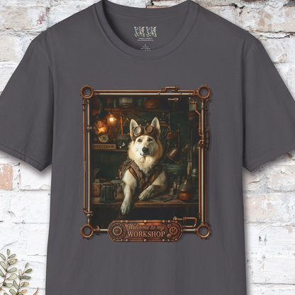 Steampunk White German Shepherd Unisex T shirt