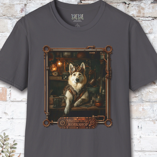 Steampunk White German Shepherd Unisex T shirt