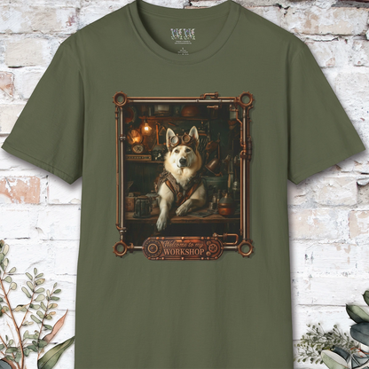 Steampunk White German Shepherd Unisex T shirt