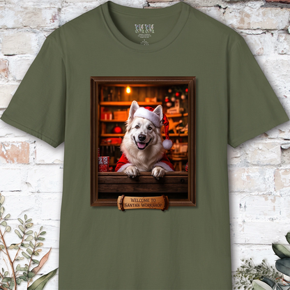 White Shepherd Santa's Workshop Unisex T shirt