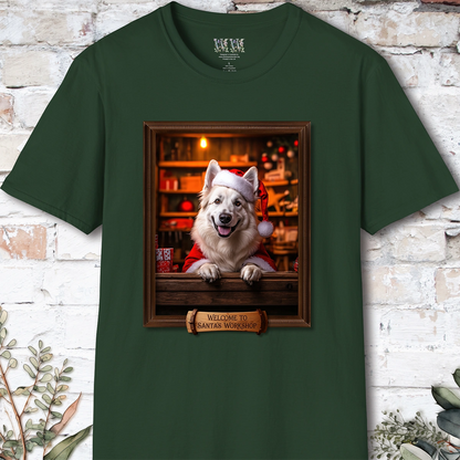 White Shepherd Santa's Workshop Unisex T shirt