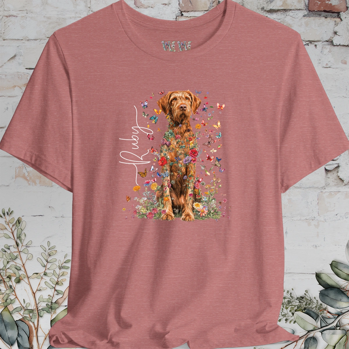 Wire Haired Vizsla Floral Personalized T shirt