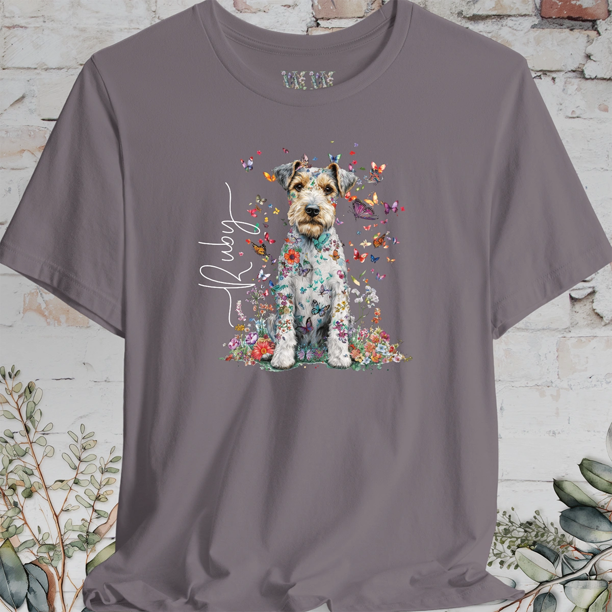 Wire Haired Fox Terrier Floral Personalized T shirt