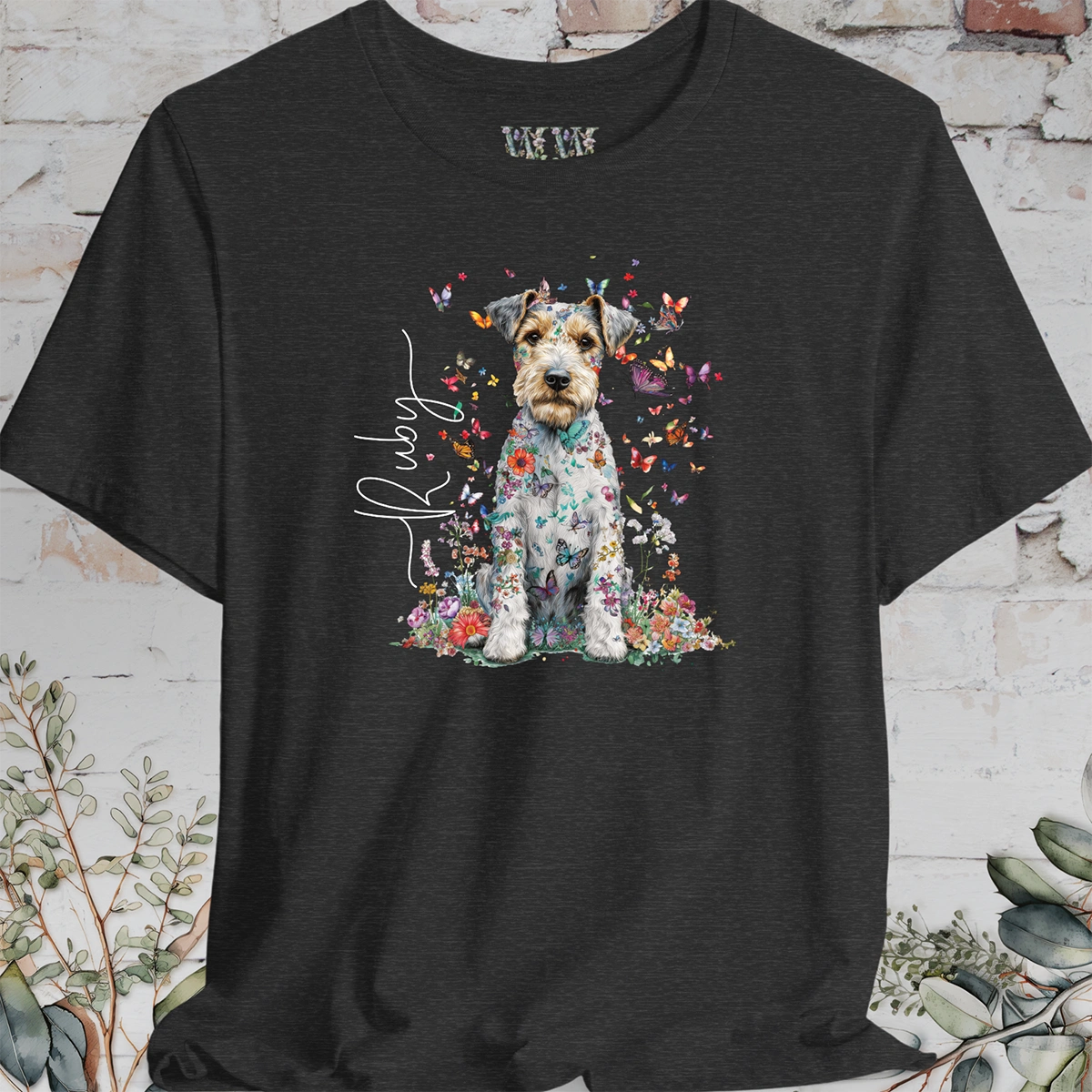 Wire Haired Fox Terrier Floral Personalized T shirt
