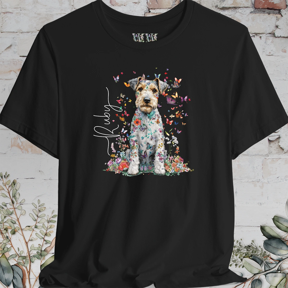 Wire Haired Fox Terrier Floral Personalized T shirt