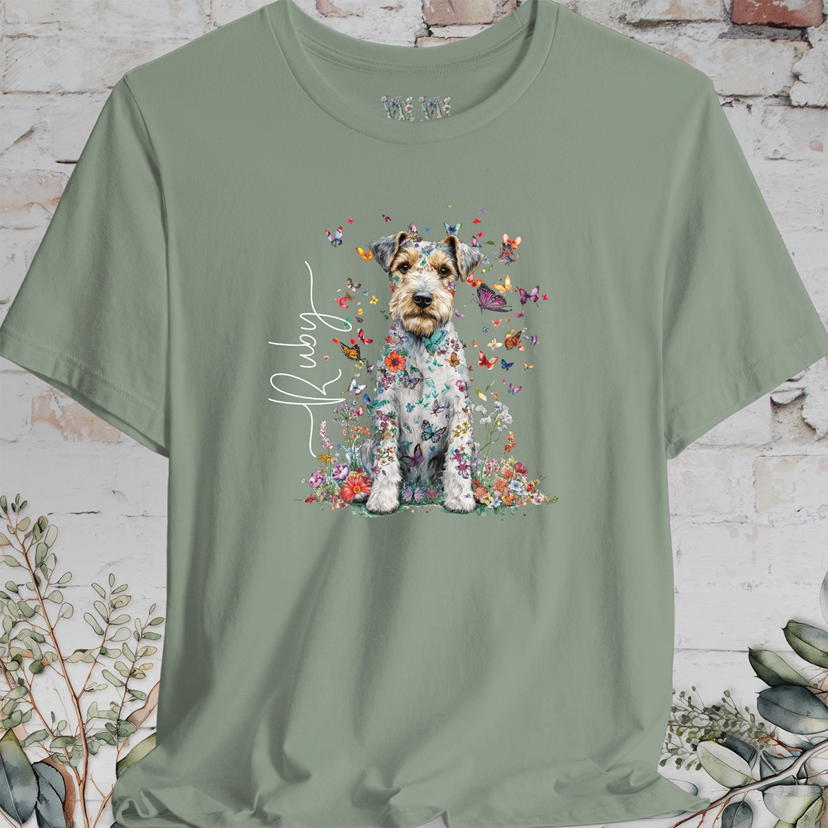 Wire Haired Fox Terrier Floral Personalized T shirt