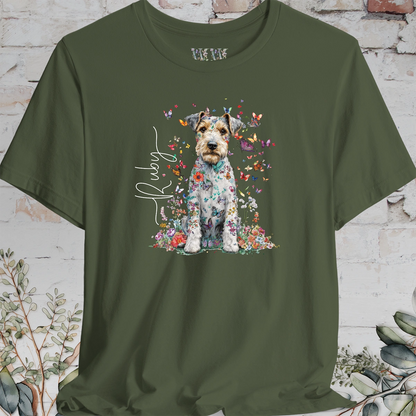 Wire Haired Fox Terrier Floral Personalized T shirt
