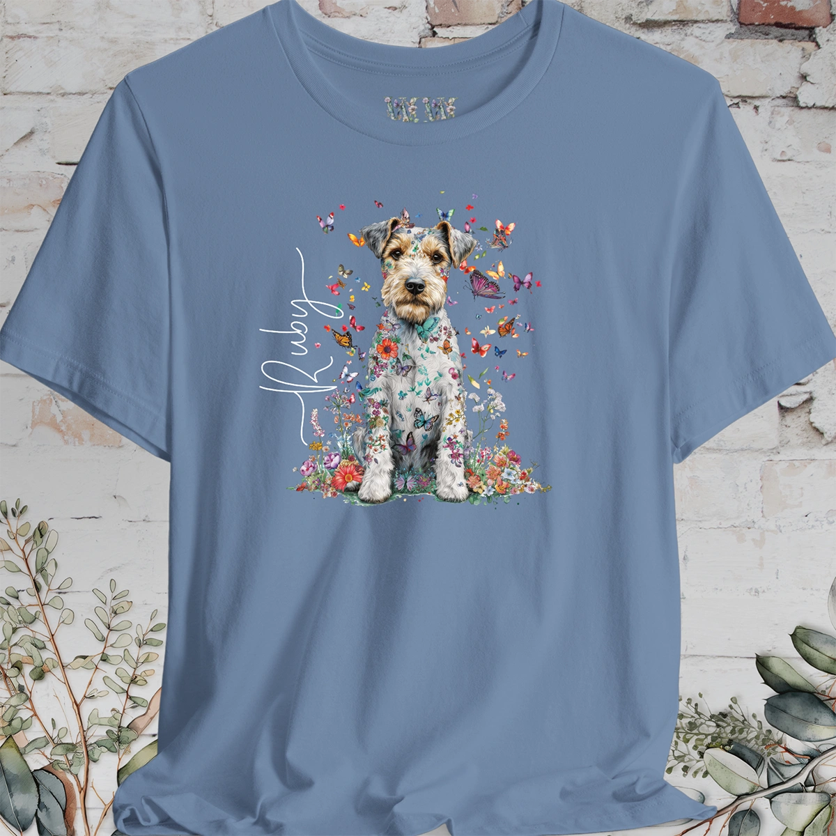 Wire Haired Fox Terrier Floral Personalized T shirt