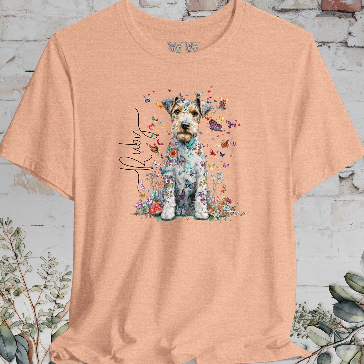 Wire Haired Fox Terrier Floral Personalized T shirt