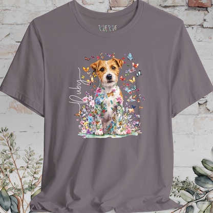 Wire Haired Jack Russell Floral Butterfly T shirt