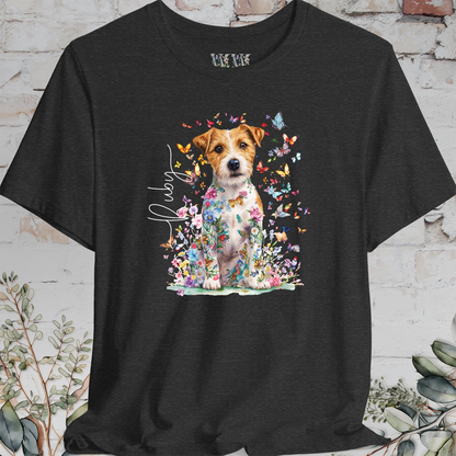 Wire Haired Jack Russell Floral Butterfly T shirt