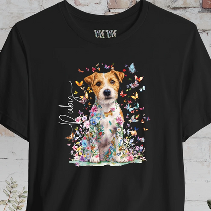 Wire Haired Jack Russell Floral Butterfly T shirt