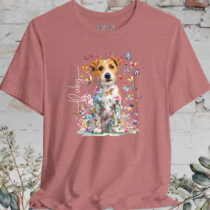 Wire Haired Jack Russell Floral Butterfly T shirt