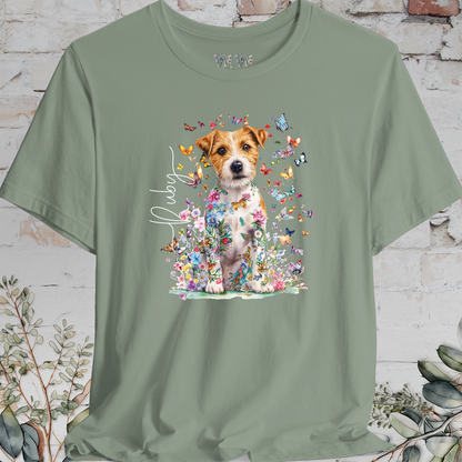 Wire Haired Jack Russell Floral Butterfly T shirt