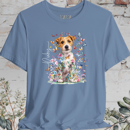 Wire Haired Jack Russell Floral Butterfly T shirt