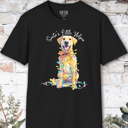 Yellow Labrador Santa's little helper. unisex T shirt