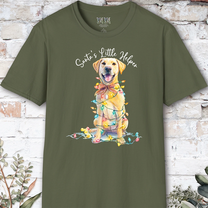 Yellow Labrador Santa's little helper. unisex T shirt