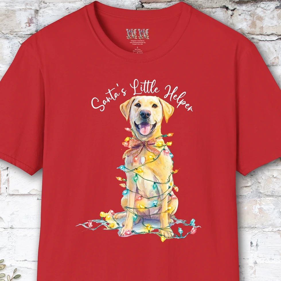 Yellow Labrador Santa's little helper. unisex T shirt