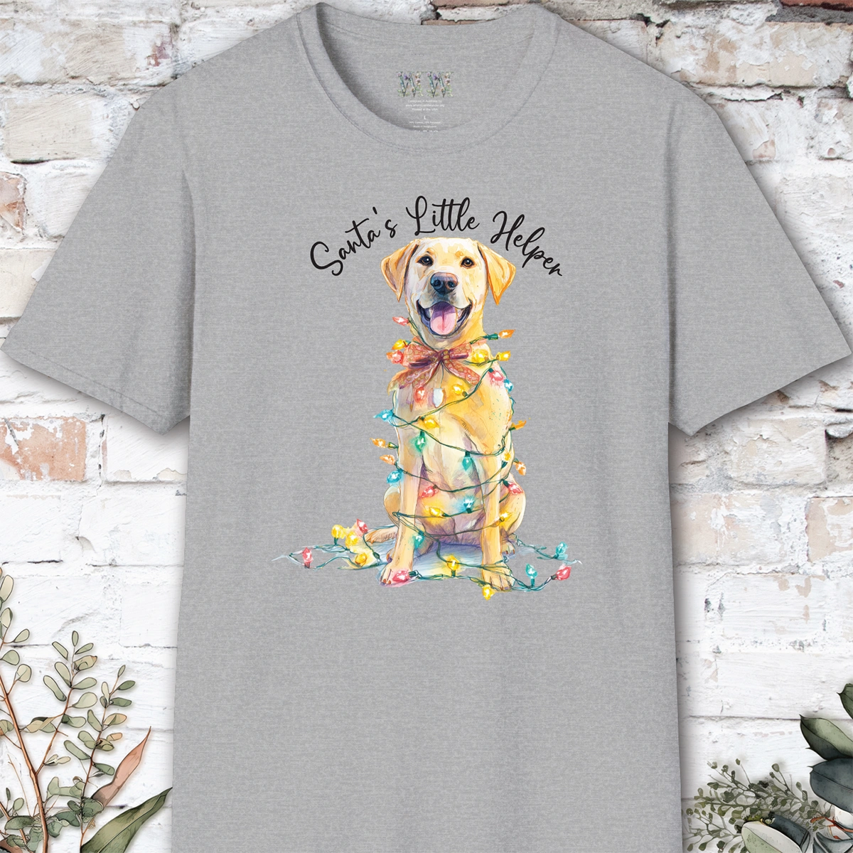 Yellow Labrador Santa's little helper. unisex T shirt