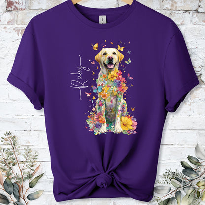 Yellow Labrador #3 Floral Personalized T shirt