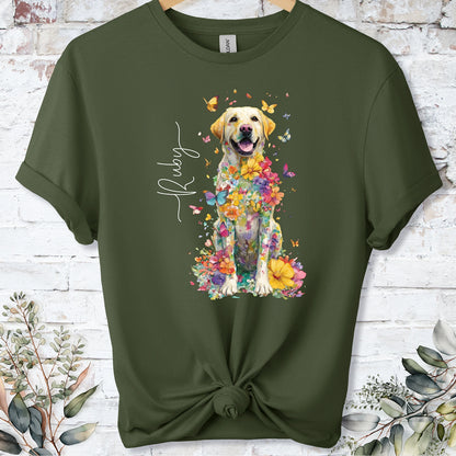 Yellow Labrador #3 Floral Personalized T shirt
