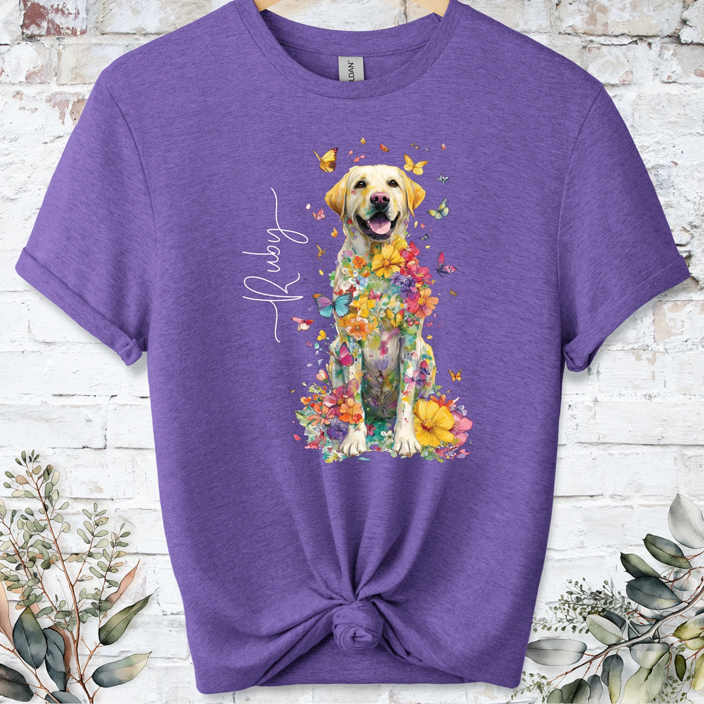 Yellow Labrador #3 Floral Personalized T shirt